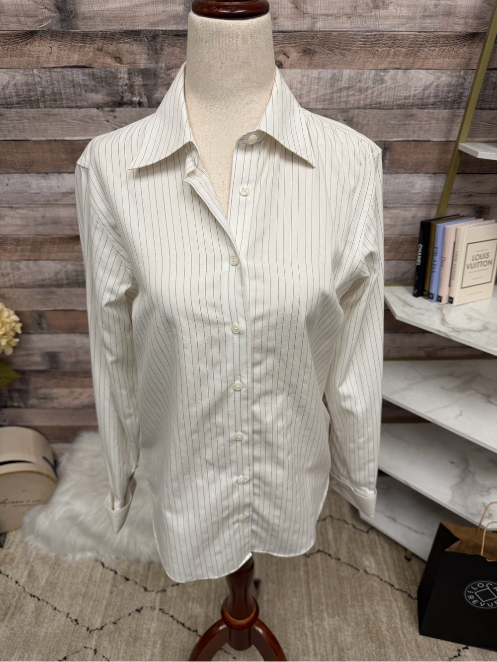 Brooks Brothers Non Iron White/Black Stripe Long Sleeve